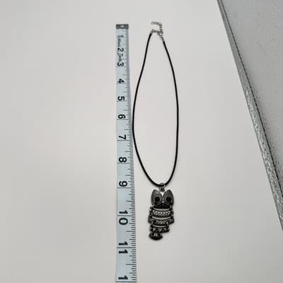 Vintage Y2K Silver Tone Articulated Owl Black Eyes Pendant Necklace Jewelry 90s - Thumbnail 9