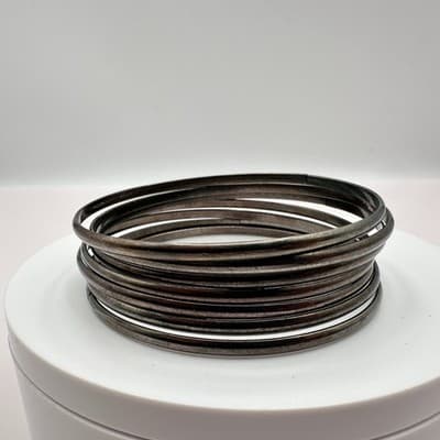 Vintage Y2K Silver Tone Stackable Hand Bangle Set Women's Classic Jewelry - Thumbnail 6