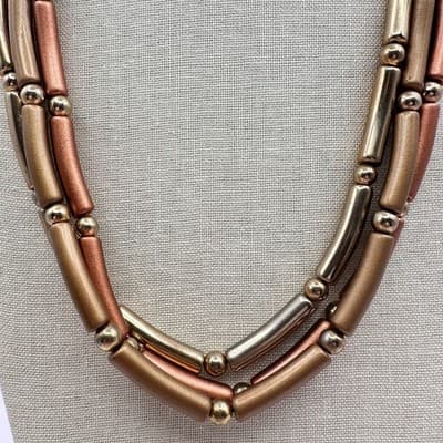 Vintage Y2K Multi-Strand Tube & Ball Beaded Necklace Women's Classic Jewelry 90s - Thumbnail 4