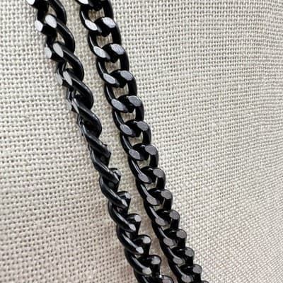 Vintage 90s Black Double Strand Curb Chain Necklace Women's Fashion Jewelry Y2K - Thumbnail 5