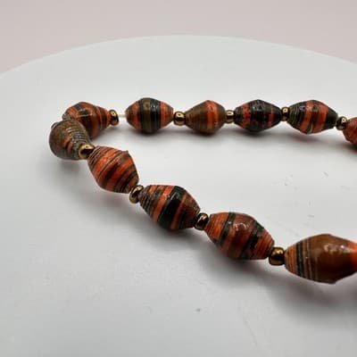 Vintage Y2K Bead for Life Charm Upcycled Paper Chunky Bracelet Boho Jewelry - Thumbnail 3
