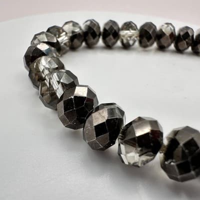Vintage 90s Gray Smoke Glass Beaded Stretch Bracelet Boho Chic Fashion Jewelry - Thumbnail 4