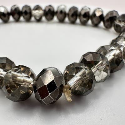 Vintage 90s Gray Smoke Glass Beaded Stretch Bracelet Boho Chic Fashion Jewelry - Thumbnail 7