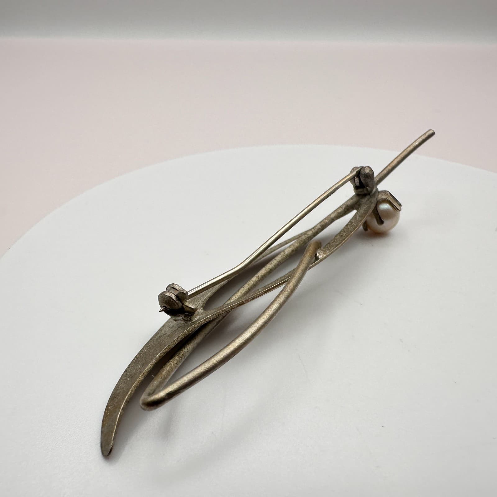 Vintage 80s 90s Pearl Brooch Set Gold & Silver Tone Leaf Bow Abstract Pins Retro - Thumbnail 14