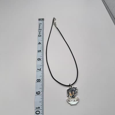 Vintage 90s Anime Sasuke Ramen Bowl Pendant Necklace Silver Tone Jewelry Boho - Thumbnail 9