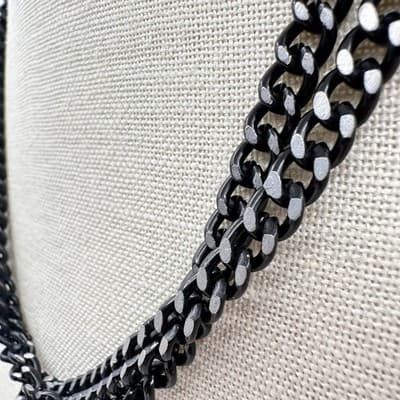 Vintage 90s Black Double Strand Curb Chain Necklace Women's Fashion Jewelry Y2K - Thumbnail 6