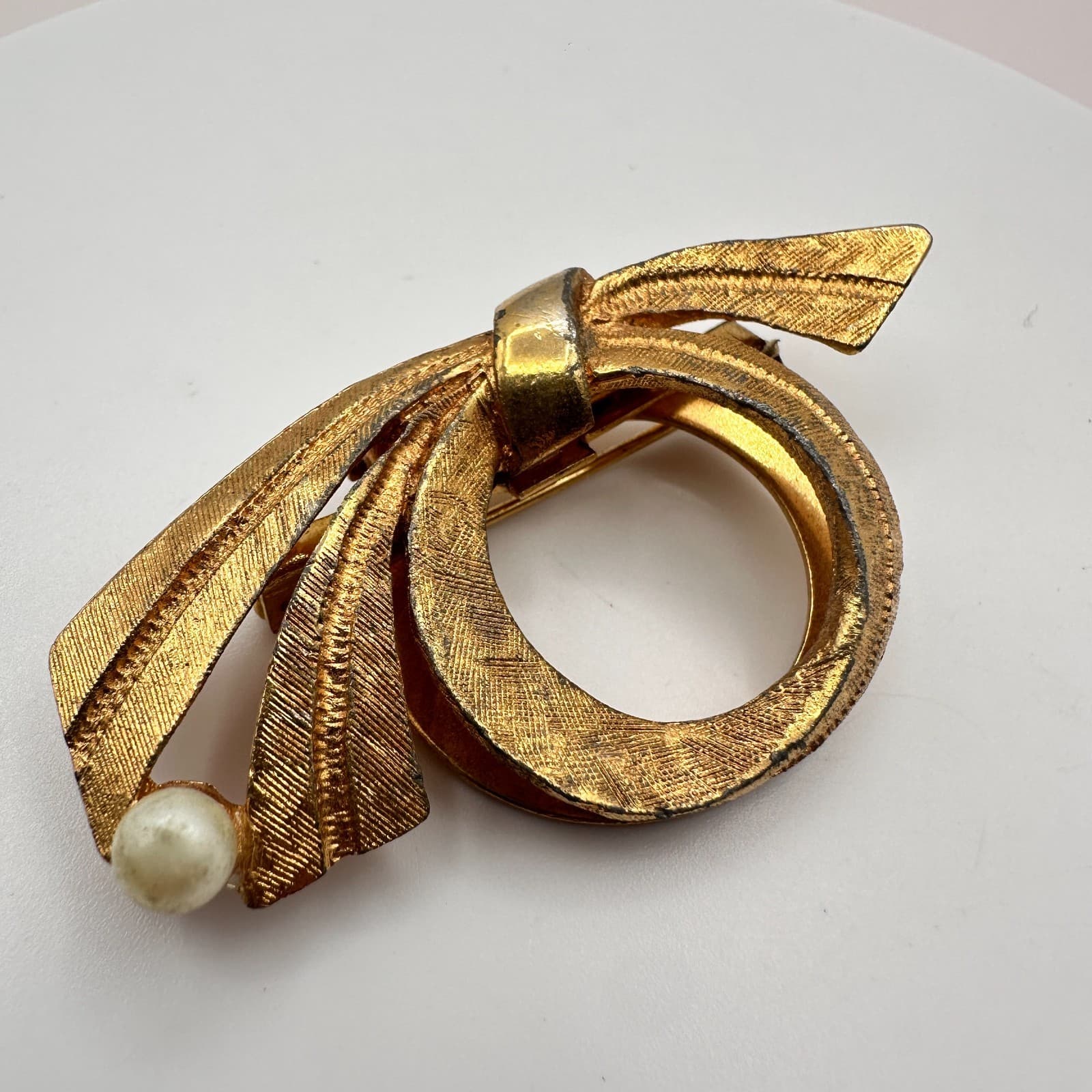 Vintage 80s 90s Pearl Brooch Set Gold & Silver Tone Leaf Bow Abstract Pins Retro - Thumbnail 11