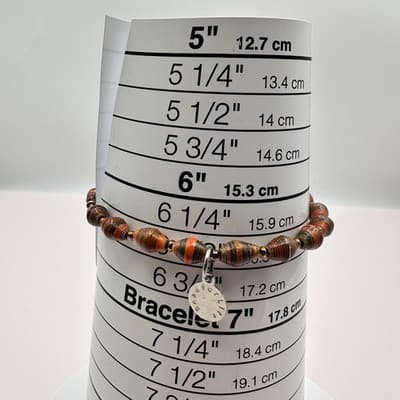 Vintage Y2K Bead for Life Charm Upcycled Paper Chunky Bracelet Boho Jewelry - Thumbnail 7