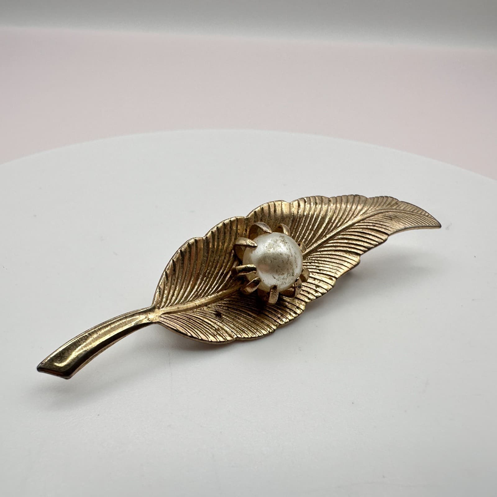 Vintage 80s 90s Pearl Brooch Set Gold & Silver Tone Leaf Bow Abstract Pins Retro - Thumbnail 6