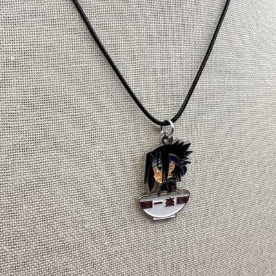 Vintage 90s Anime Sasuke Ramen Bowl Pendant Necklace Silver Tone Jewelry Boho - Thumbnail 4