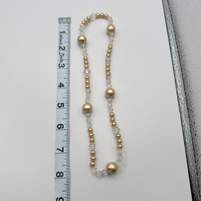Vintage 90s Y2K Faux Pearl Glass Beaded Chunky Necklace Retro Women's Jewelry - Thumbnail 7