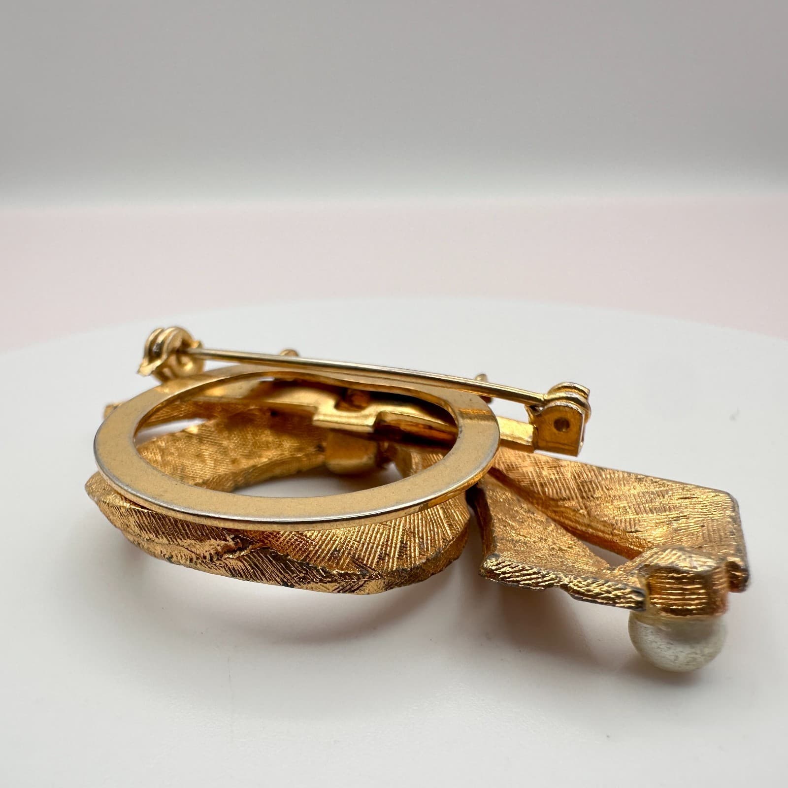 Vintage 80s 90s Pearl Brooch Set Gold & Silver Tone Leaf Bow Abstract Pins Retro - Thumbnail 13
