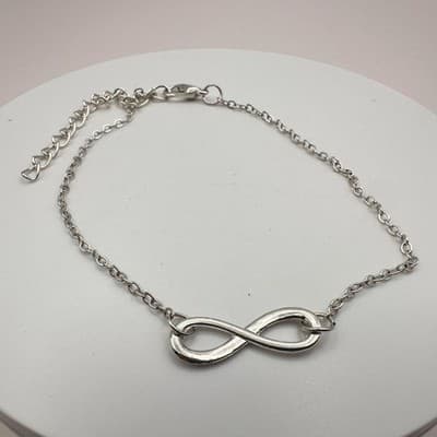 Vintage 90s Infinity Symbol Charm Bracelet Silver Tone Women's Jewelry Retro Y2K - Thumbnail 7