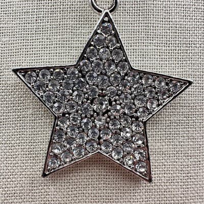 Vintage Y2K Fl&B Silver Tone Rhinestones Star Pendant Necklace Women's Jewelry - Thumbnail 4