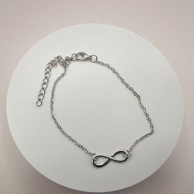 Vintage 90s Infinity Symbol Charm Bracelet Silver Tone Women's Jewelry Retro Y2K - Thumbnail 8