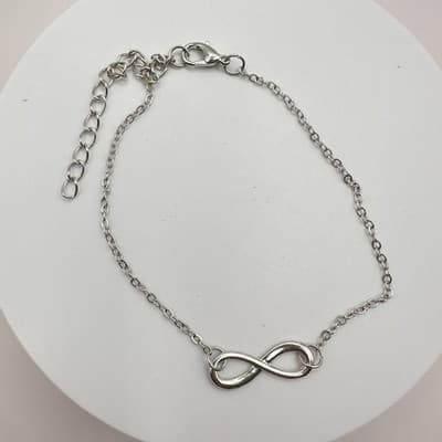 Vintage 90s Infinity Symbol Charm Bracelet Silver Tone Women's Jewelry Retro Y2K - Thumbnail 2