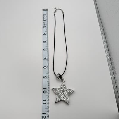 Vintage Y2K Fl&B Silver Tone Rhinestones Star Pendant Necklace Women's Jewelry - Thumbnail 9