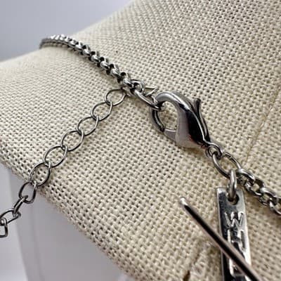 Vintage Y2K White House Black Market Silver Tone Blue Sodalite Clover Necklace - Thumbnail 8