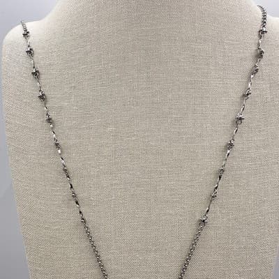 Vintage Y2K White House Black Market Silver Tone Blue Sodalite Clover Necklace - Thumbnail 6