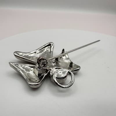 Vintage Y2K Peace Rhinestone Guardian Angel Silver Tone Brooch Pin Jewelry 90s - Thumbnail 6