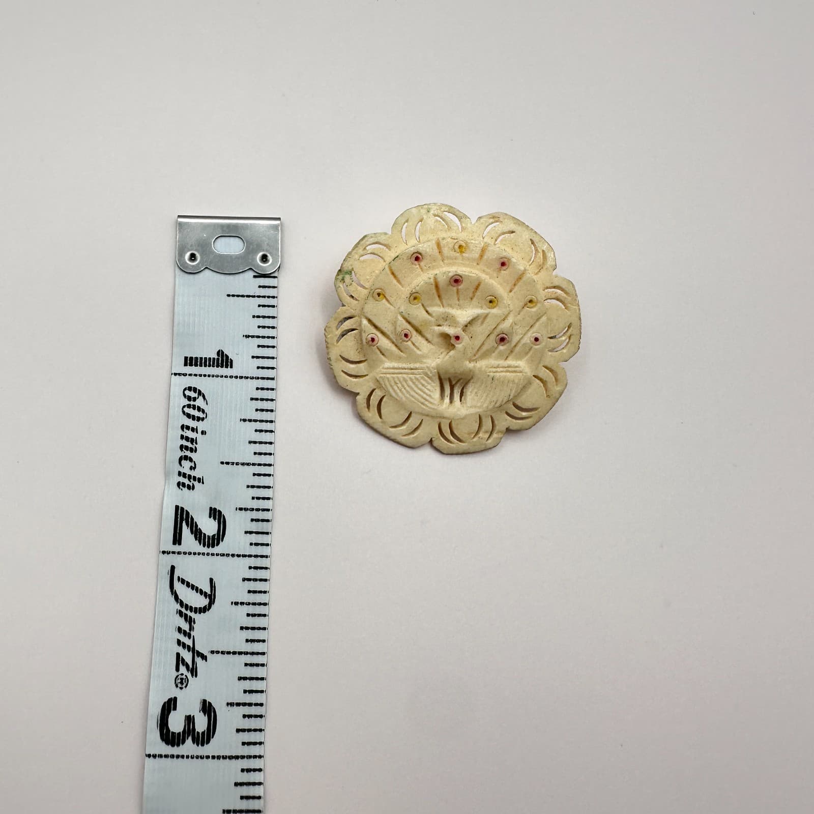 Vintage 80s 90s Hand Carved Resin Peacock Brooch Pin Statement Women's Jewelry - Thumbnail 6