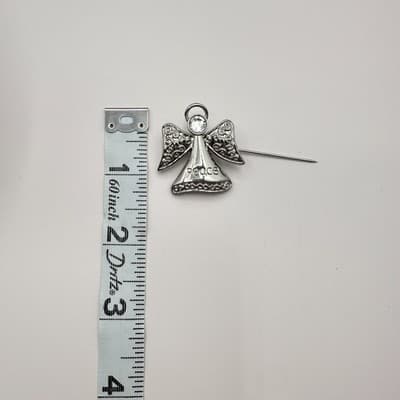 Vintage Y2K Peace Rhinestone Guardian Angel Silver Tone Brooch Pin Jewelry 90s - Thumbnail 7