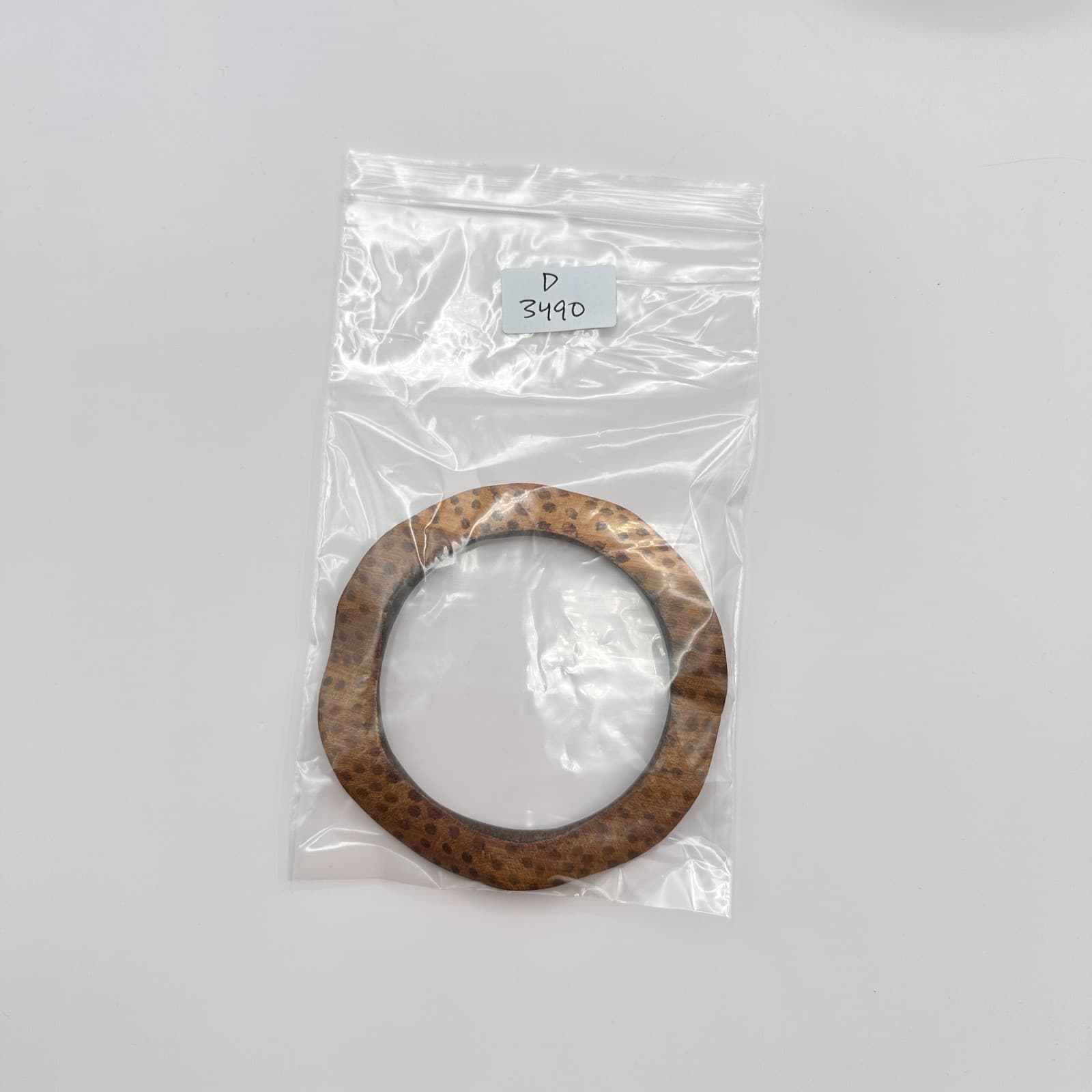 Vintage 70s Brown Wood Bangle Bracelet Wavy Abstract Animal Print Ethnic Jewelry - Thumbnail 10