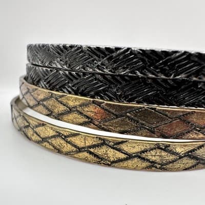 Vintage Y2K Woven Textured Hand Bangle Set Boho Women's Classic Fashion Jewelry - Thumbnail 2
