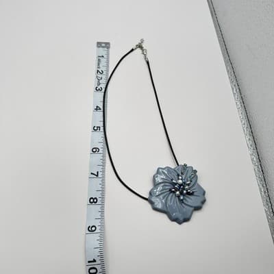 Vintage 90s Mixed Pearl Crystal Flower Pendant Necklace Silver Tone Jewelry Y2K - Thumbnail 10