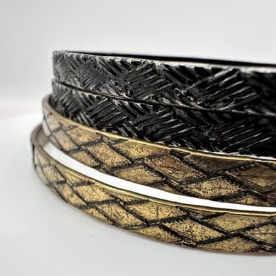 Vintage Y2K Woven Textured Hand Bangle Set Boho Women's Classic Fashion Jewelry - Thumbnail 5