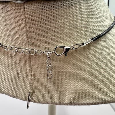 Vintage Y2K Black Cord Gold Tone Curved Tube Slide Necklace Women's Jewelry Boho - Thumbnail 8