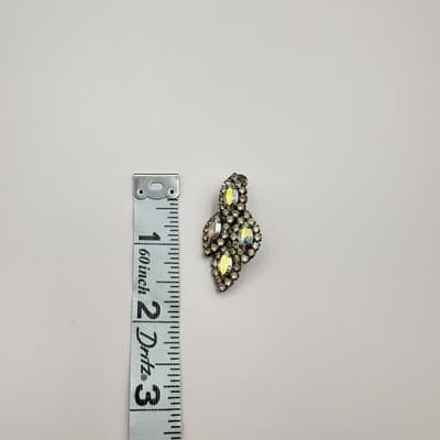 Vintage 80s AB Rhinestone Marquise Earrings Silver Tone Statement Women's Jewelr - Thumbnail 9