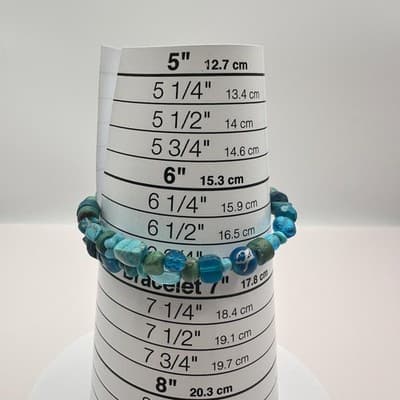 Vintage 90s Booho Teal Turquoise Blue Stones Wrap Bracelet Beachy Hippie Jewelry - Thumbnail 6