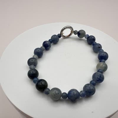 Vintage Y2K Blue Sodalite Quartz Beaded Bracelet Boho Women's Classic Jewelry - Thumbnail 2