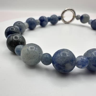 Vintage Y2K Blue Sodalite Quartz Beaded Bracelet Boho Women's Classic Jewelry - Thumbnail 3
