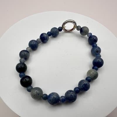 Vintage Y2K Blue Sodalite Quartz Beaded Bracelet Boho Women's Classic Jewelry - Thumbnail 6