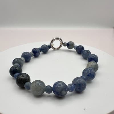 Vintage Y2K Blue Sodalite Quartz Beaded Bracelet Boho Women's Classic Jewelry