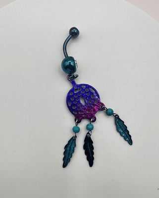 Vintage Y2K Rhinestone Dreamcatcher Dangle Belly Ring Navel Piercing Jewelry 90s