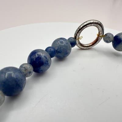 Vintage Y2K Blue Sodalite Quartz Beaded Bracelet Boho Women's Classic Jewelry - Thumbnail 4