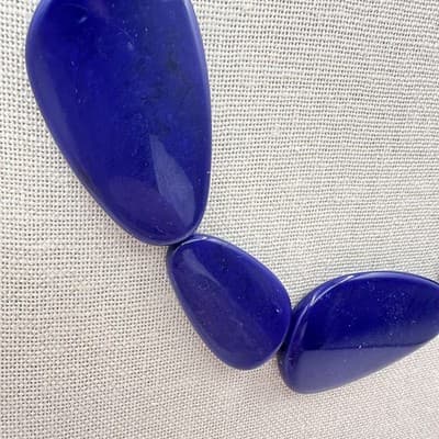 Vintage 90s Chunky Blue Stone Bib Necklace Silver Tone Women's Jewelry Boho Y2K - Thumbnail 5