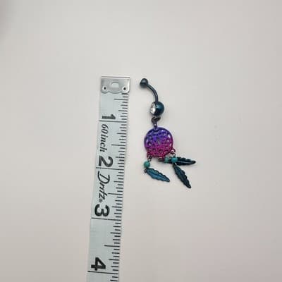 Vintage Y2K Rhinestone Dreamcatcher Dangle Belly Ring Navel Piercing Jewelry 90s - Thumbnail 9