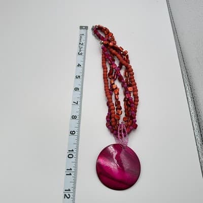 Vintage Y2K Multi Strand Beaded Shell Statement Necklace Women's Jewelry Bib 90s - Thumbnail 11