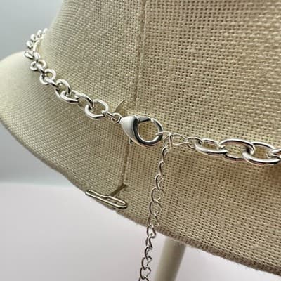 Vintage 90s Chunky Blue Stone Bib Necklace Silver Tone Women's Jewelry Boho Y2K - Thumbnail 8