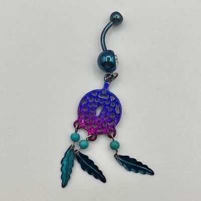 Vintage Y2K Rhinestone Dreamcatcher Dangle Belly Ring Navel Piercing Jewelry 90s - Thumbnail 8