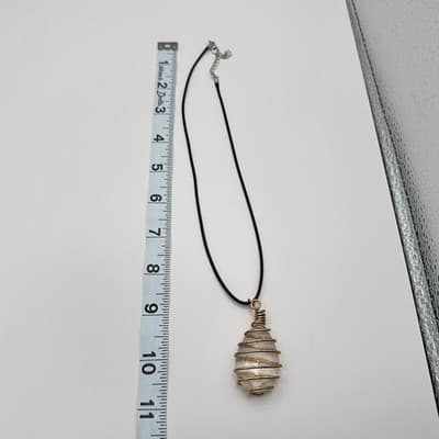 Vintage Y2K Clear Glass Teardrop Gold Tone Wire Wrapped Pendant Necklace Jewelry - Thumbnail 10