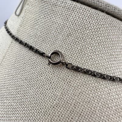 Vintage 90s Black Elephant Pendant Necklace Silver Tone Women's Jewelry - Thumbnail 8