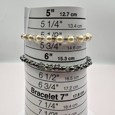 Vintage 90s Faux Pearl Beaded Stretch Bracelets Set Women's Classic Jewelry Y2K - Thumbnail 8