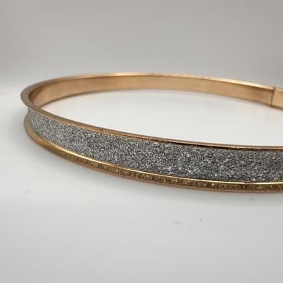 Vintage 90s Y2K Silver Glitter Gold Tone Bracelet Retro Women's Classic Jewelry - Thumbnail 3