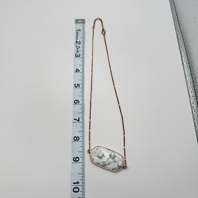 Vintage Y2K White Marble Stone Rose Gold Tone Chain Necklace Women's Jewelry 90s - Thumbnail 9