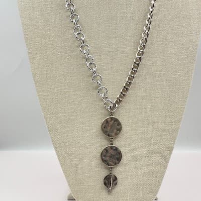 Vintage 90s Silver Tone Chain Necklace Tiered Disc Pendant Fashion Jewelry Y2K - Thumbnail 5
